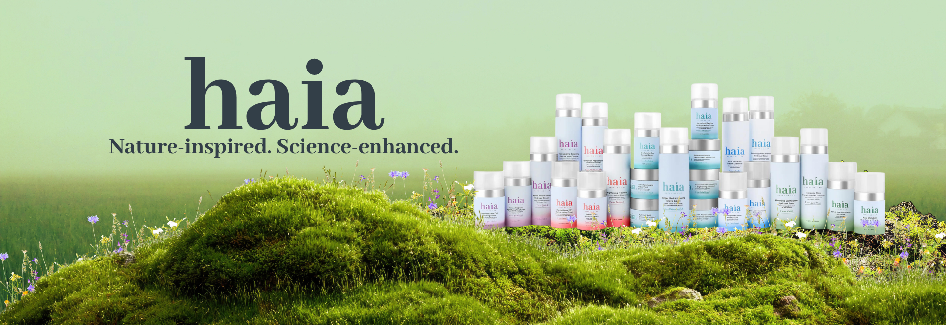 haia skin care products with the nature inspired science-enhanced tagline