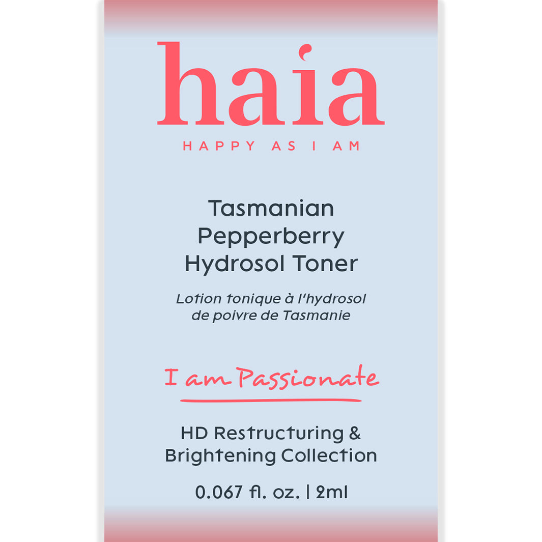 haia "I am Passionate" Tasmanian Pepperberry Hydrosol Toner - Certified Cosmos Organic - Sample Size